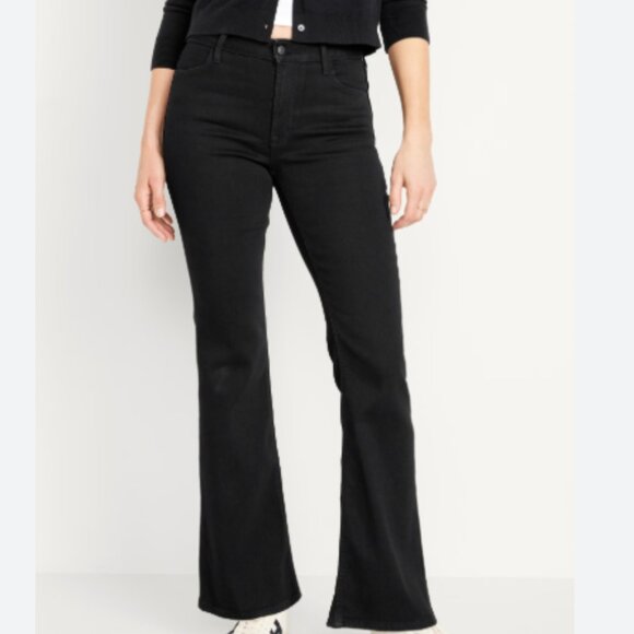 NWT Old Navy Wow Flare Black Jeans Pants Size 6 New High Rise Regular Work - Picture 1 of 5